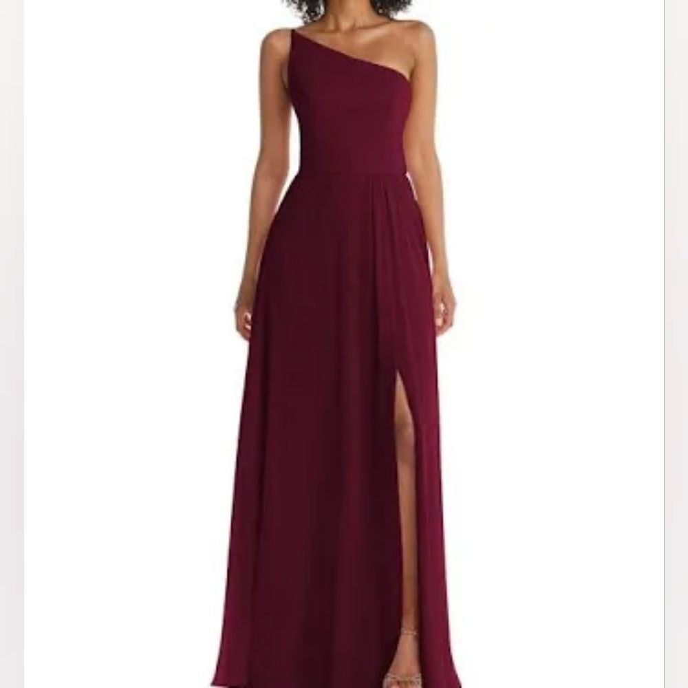 NWT After Six Lux Chiffon One-Shoulder Maxi Gown | Auburn Moon | Size 14